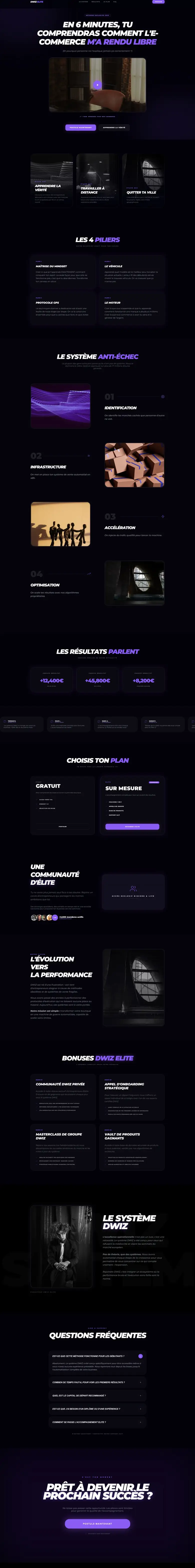 Réalisation Lorick Innovation : Dwiz Elite, Page de vente e-commerce