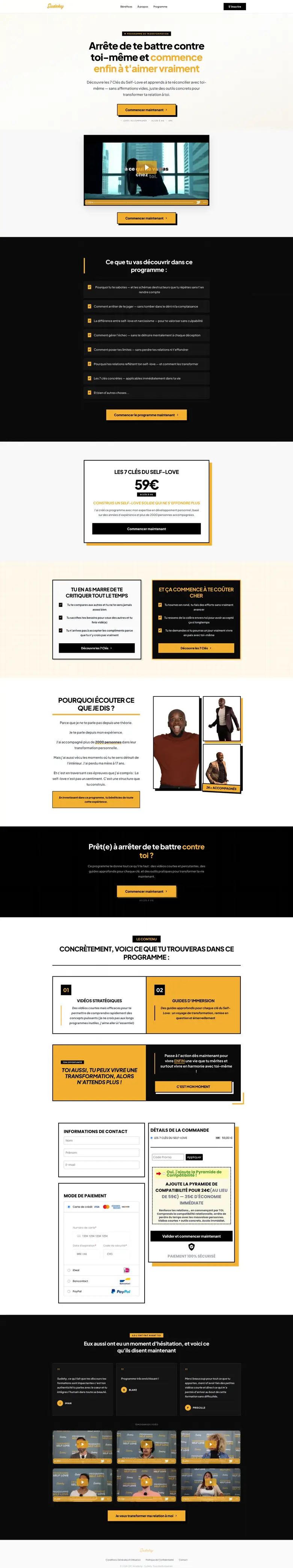 Réalisation Lorick Innovation : Les 7 clés du self-love, Page de vente